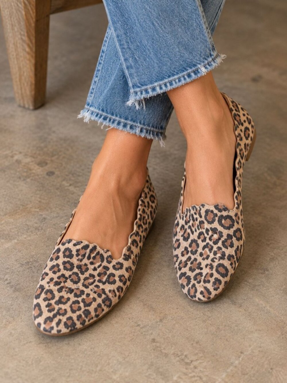 Lucky Brand Cloeey Slip On Leopard scalloped suedeshoes Size 7